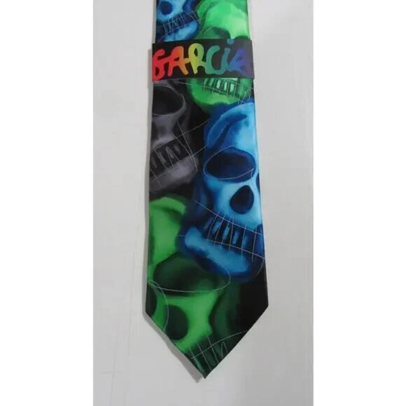 Jerry Garcia Collection 62 Plague Entity Skull Neck Ties Halloween Blue/Green - Picture 2 of 6
